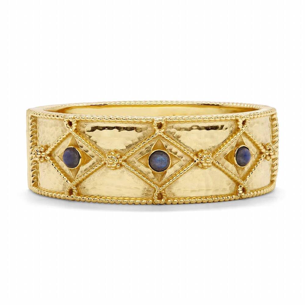NEW CAPUCINE DE WULF women's victoria hinged bangle in hammered gold/labradorite